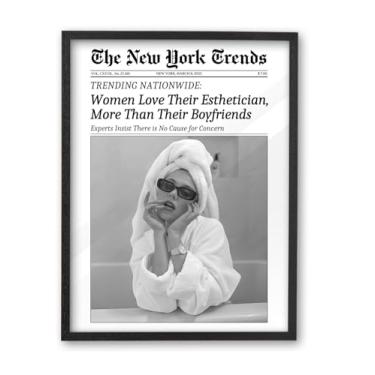 Imagem de iHery Arte de parede emoldurada moderna de madeira de carvalho preto natural premium 30,5 x 40,64 cm, vintage mulheres amam sua esteticista, mais do que seus namorados, decoração de parede em tela