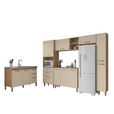 Imagem de Cozinha Completa Luana Modulada 6 Peças com Pia s/Tampo - Carvalho Ame
