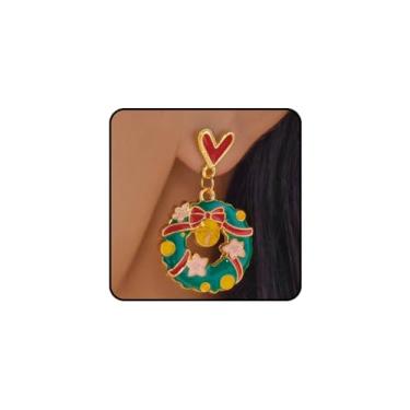 Imagem de Brincos de Natal para mulheres, coração vermelho, gingerbread man, guirlanda, boneco de neve, árvore de Natal, Papai Noel, esmaltado, brincos pendurados, engraçados, brincos de Natal para mulheres