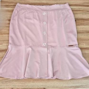 Imagem de Saia Feminina Botões Babados Rosa Plus Size-Feminino