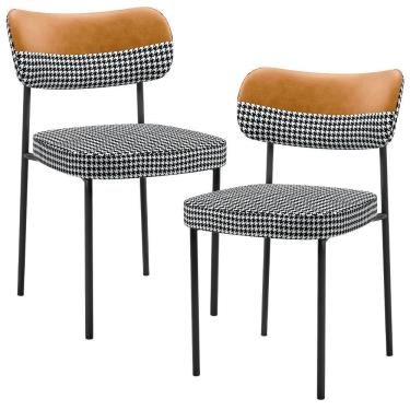 Imagem de Kit 02 Cadeiras Decorativa Para Sala De Jantar Melina L02 Faixa Couríssimo Whisky Pied Poule
