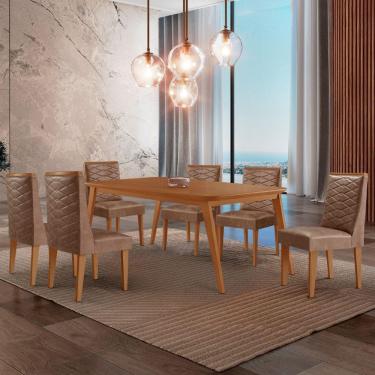 Imagem de Mesa De Jantar Copper 180cm Tampo Mdf Com 6 Cadeiras Moderna Tork//