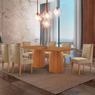 Imagem de Mesa De Jantar Eloise 180cm Tampo Mdf 6 Cadeiras Moderna Turim 07/naturale