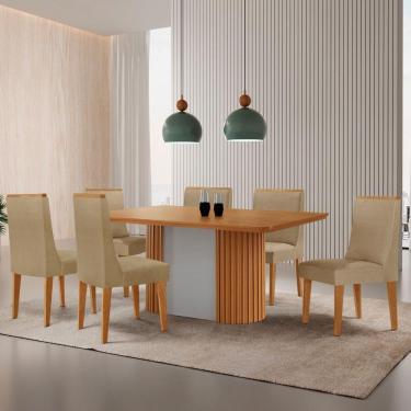 Imagem de Mesa De Jantar Aspen 180cm Tampo Mdf Laminado 6 Cad Lisboa Turim 07/ /off White