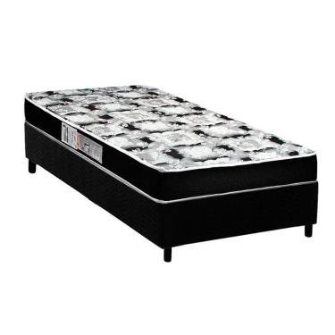 Imagem de Cama Box Solteiro: Colchão Espuma Luckspuma D28 Celebrity Pro + Base Crc Suede Black(88X188)