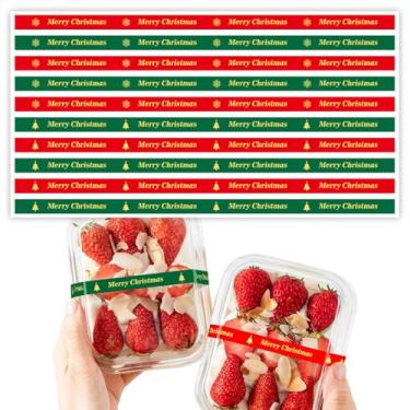 Imagem de Adesivos de selagem de Feliz Natal de 26 cm de comprimento, vermelho e verde, 200 peças, adesivos de padaria autoadesivos feitos à mão para sacolas de presente, lembrancinhas de festa, embalagem de