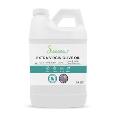 Imagem de Soapeauty Azeite de oliva extra virgem | Óleo transportador prensado a frio 100% puro e natural não refinado | Óleo de massagem e corpo | para fabricação de pele, rosto, cabelo e sabão | Transportador