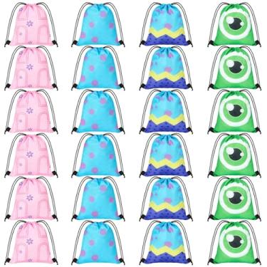 Imagem de Bafeil 24 peças de sacos de cordão para lembrancinhas de festa de monstros – Sacos de presente com cordão com desenhos de monstros, 4 sacos de presentes para aniversário, férias e artigos de festa, 29