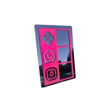 Imagem de Placa Pix Display Acrílica Qr Code Mesa Balção Pix Instagram Acrilico Loja Estabelecimento(PRETO E VERMELHO ESPELHADO)