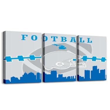 Imagem de Erosebridal Conjunto de 3 peças de arte de parede em tela de futebol americano, 30,5 x 40,6 cm, pinturas de futebol americano para sala de estar, quarto, banheiro, arte de parede emoldurada de rúgbi