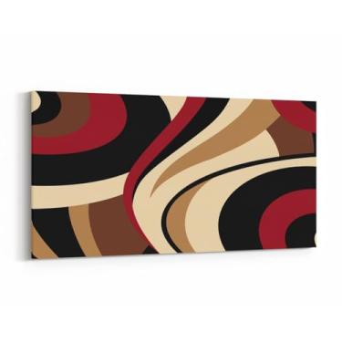 Imagem de Arte de parede de lona grande abstrata moderna, decoração de parede geométrica vermelha preta marrom listrada, mulher, homem, adulto, quarto, sala de estar, escritório, decoração de casa, 96 cm C C x