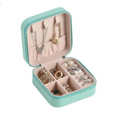 Imagem de Porta Joias de Viagem com Ziper Divisorias Ganchos para Colares e Aneleira Compacto (tiffany)