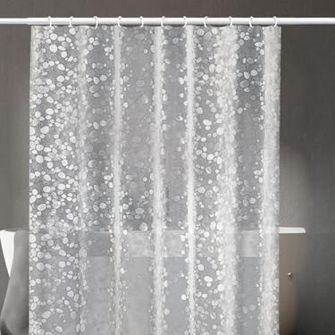 Imagem de Cortina Banheiro 3D Com ímã Cortina de Box para Banheiro c/ilhós Anti Mofo Resistente PVC 2mx1,8m(Transparente Branco)