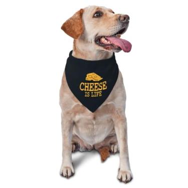 Imagem de Bandana para cães Cheese Tax Collector, presentes engraçados para amantes de filhotes, lenço reversível para animais de estimação, adereço para foto (Cheese is Life-Black)
