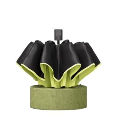 Imagem de barenx Guarda-chuva elegante, guarda-chuva dobrável automático premium, guarda-chuva com proteção UV, guarda-chuva compacto - 8/10/24/60 costelas, 8 costelas com design rodado, verde claro