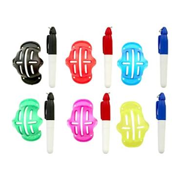 Imagem de barenx 6 peças de forro de alinhamento de linha de bola de golfe premium e 6 canetas marcadoras acessórios