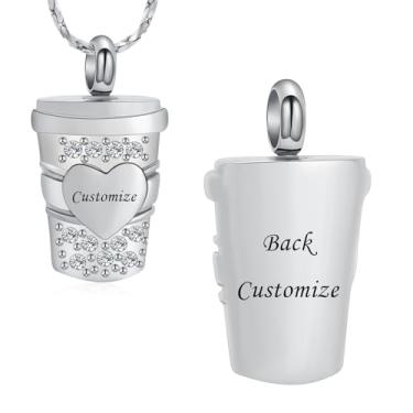 Imagem de AIWENXI Colares de urna de coração para homens e mulheres joias de cremação para cinzas de aço inoxidável memorial cinzas pingente de lembrança de animais de estimação joias, Aço inoxidável, Sem Pedra