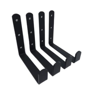 Imagem de 4 Suportes de Parede para Bicicleta, Mangueira, Escada - Organizador Gancho Multiuso em Aço Resistente(Preto)