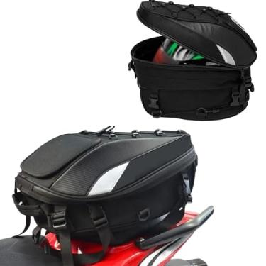 Imagem de Bau bauleto alforge traseiro universal 37l preto para moto com refletivo + capa impermeável
