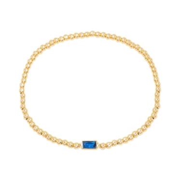 Imagem de Pulseira de pedra do mês de nascimento delicada para mulheres – Pulseiras elásticas modernas de amizade joias de aniversário presentes para aniversário, Natal, Dia dos Namorados, One Size, Aço de