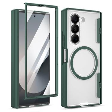 Imagem de Maxdara Capa magnética para Galaxy Z Fold 6, [compatível com Magsafe] [proteção de dobradiça] [protetor de tela embutido] Capa rígida de policarbonato translúcida à prova de choque para Samsung Galaxy