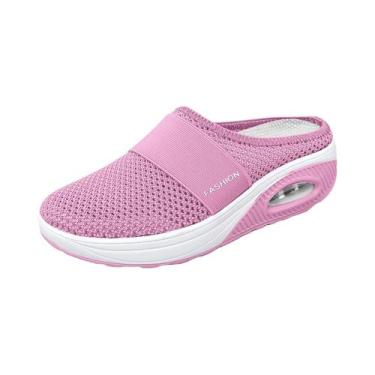 Imagem de Sandálias Femininas Respiráveis De Malha Slip-On Para Caminhada Com Su