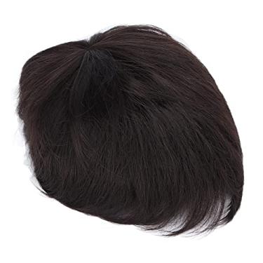 Imagem de Toupee sintética natural masculina para queda de cabelo e cobertura de coroa, peruca respirável para solução de manchas calvas
