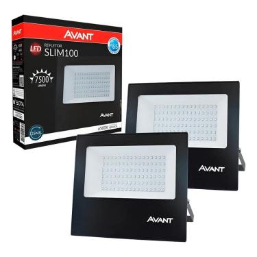 Imagem de Kit 2 Refletor Avant 100W Led 6500K Branco Frio Externo Ip65