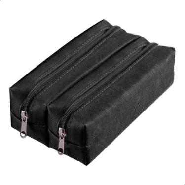 Imagem de Estojo Escolar Ziper Organizador Resistente Duplo 2 Compartimentos - M