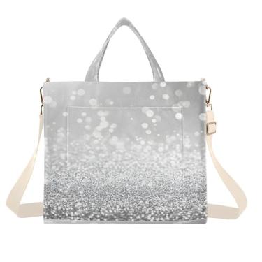 Imagem de CEBUGI Bolsa feminina com textura de glitter prata com alça de ombro ajustável para trabalho e viagem na faculdade, P, A170, Small