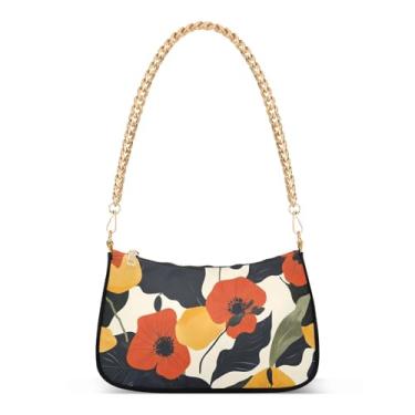 Imagem de CEBUGI Bolsas transversais femininas bolsa de ombro com estampa floral bolsa clutch elegante com alça de corrente