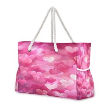 Imagem de Wassud Bolsa de praia Cute Love (2) bolsas de praia grandes para mulheres, impermeável, à prova de areia, bolsa de viagem com zíper e bolso para piscina, academia, acampamento