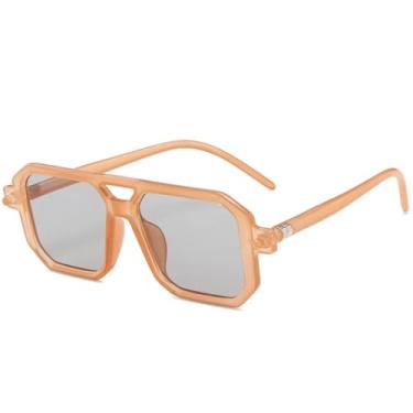 Imagem de Óculos de sol Twin Bridge de armação grande, feminino, masculino, luxuoso, para pesca ao ar livre, para dirigir, UV400 (cinza chá)