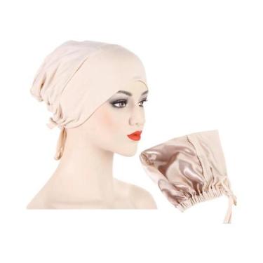 Imagem de Boné Hijab de Cetim Modal Dupla Camada - Turbante Muçulmano para Mulhe