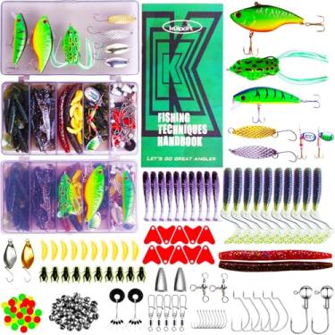 Imagem de KULPORT Kit de acessórios de pesca com 126 peças, incluindo anzóis, pesos de chumbada, botões giratórios de pesca, escorregadores de chumbada, rolha de linha, prendedor de anzol com caixa de