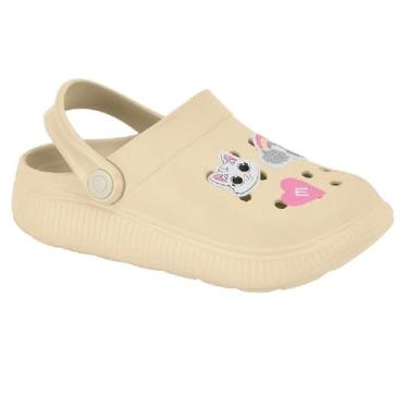 Imagem de Sandália Molekinha Infantil Menina EVA/PVC com Bottons Fixos (Creme, BR, Criança de 9 a 12 anos, Numérico, 35.5)
