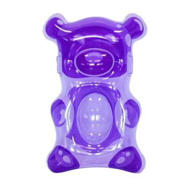 Imagem de Generic Boia inflável em formato de ursinho de goma para piscina, brinquedo inflável portátil, item essencial para férias na praia, ideal para se refrescar na, Roxo