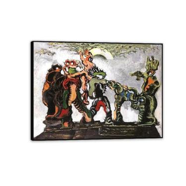 Imagem de Max Ernst Poster La Carmagnole Reproduções de pinturas famosas Surrealismo Tela de parede Max Ernst Decoração de parede para presentes de sala de estar 80 x 60 cm (32 x 24 polegadas) Moldura preta