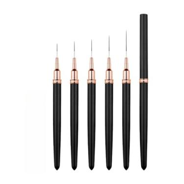 Imagem de Conjunto de 5 pincéis de arte de unha, pincéis finos para delineador de unhas, desenho detalhado para gel de unhas, tamanhos 5/8/12/20/25 mm (preto)