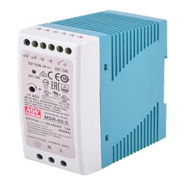 Imagem de Mean Well 60W Fonte De AlimentaçãO Industrial Din Rail De SaíDa úNica Meanwell 12v Fonte De AlimentaçãO Ac/Dc Conversores De TensãO VariáVel 5V 10A (MDR-60-5 50W/Single Output Industrial)