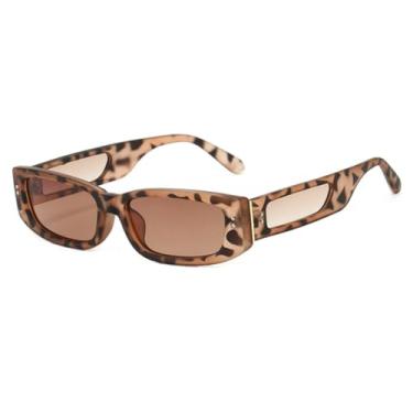 Imagem de VFDHN Óculos de Sol Retangulares Vintage Femininos Masculinos com Lentes Degradê Estilo Retrô (TYJ529-3)