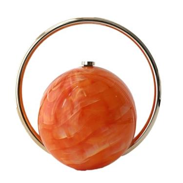Imagem de Bolsa feminina com bola de mármore para noite, bolsas elegantes e luxuosas, para festas, férias, casamentos, Laranja, Casual