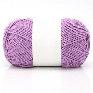 Imagem de Bolas de fio de algodão – fio de peso médio para chapéus de crochê, cachecóis, chinelos e artesanato de tricô à mão, macio e durável (roxo)