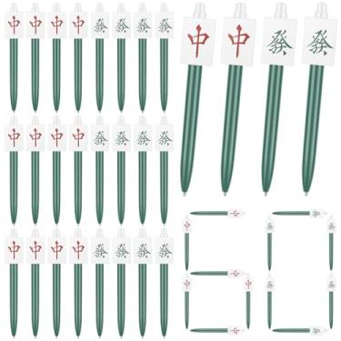 Imagem de 60 canetas esferográficas Mahjong, escrita suave, presentes de Mahjong engraçados chineses, caneta esferográfica retrátil para amantes de Mahjong, homens e mulheres, para escritório, casa, férias