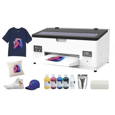 Imagem de Qilpho Camiseta A3 DTF L1800 para máquina de impressão por transferência de vestuário, impressora direta para filme, com circulação de tinta branca e limpeza semiautomática (impressora + filme + tinta