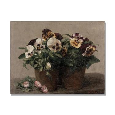 Imagem de Arte floral vintage natureza morta, pintura botânica clássica, decoração de casa quente para sala de estar e sala de jantar. A31. Tela somente 80x105cm-31,5x41,3 pol