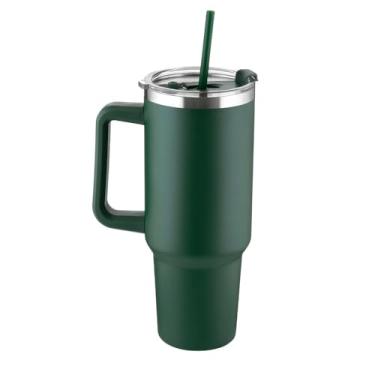 Imagem de Garrafa Canecão Inox 1300ml Verde – Tampa com Canudo, Alça Ergonômica e Alta Capacidade!