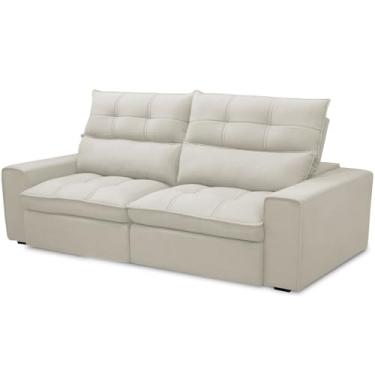 Imagem de Sofá Retrátil Reclinável Para Sala de Estar Living 230cm Dimas F04 Veludo Bege - Lyam Decor