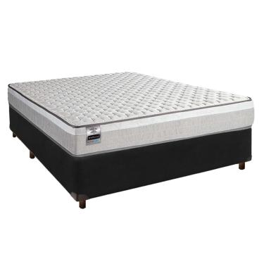 Imagem de Cama Box Preto Casal + Colchão Molas Ensacadas Hanover Inducol
