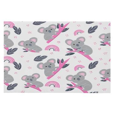 Imagem de Wassud Tapete de porta cinza Koalas 61 x 89 cm, tapete de área lavável antiderrapante com suporte de borracha, tapete macio e macio para sala de estar, quarto, entrada, entrada